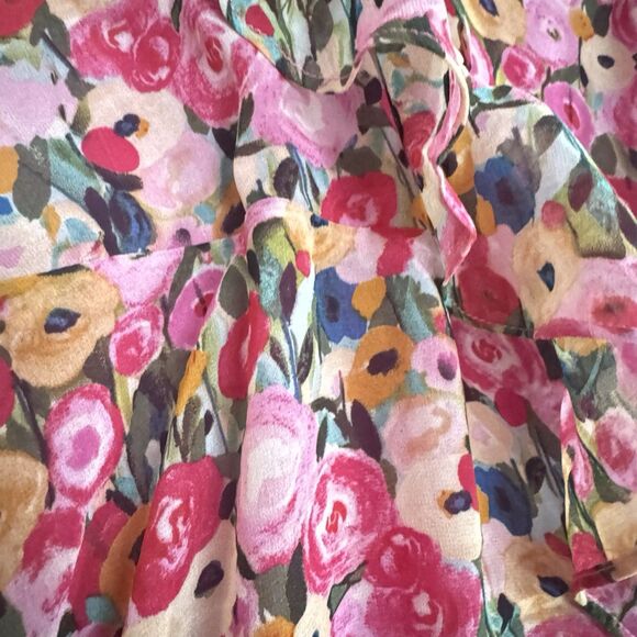 ASTR The Label Dress Size M Vilma Floral Ruffle Ruched Midi Red Pink Floral Boho - Picture 13 of 14